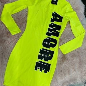 New with tags fashion nova dress xs neon
